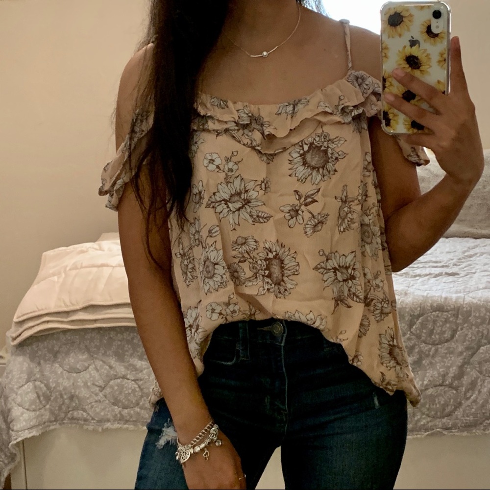 Sunflower print top